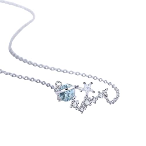 LMRJHAZM Schmuck neu für trendy 2025 925 Sterling Silber Cute Moon Star Crystal Anhänger Halskette für Frauen Hochzeitstag für Geschenk Mode Schmuck Mode Accessoires kreative Geschenkschmuck für von LMRJHAZM