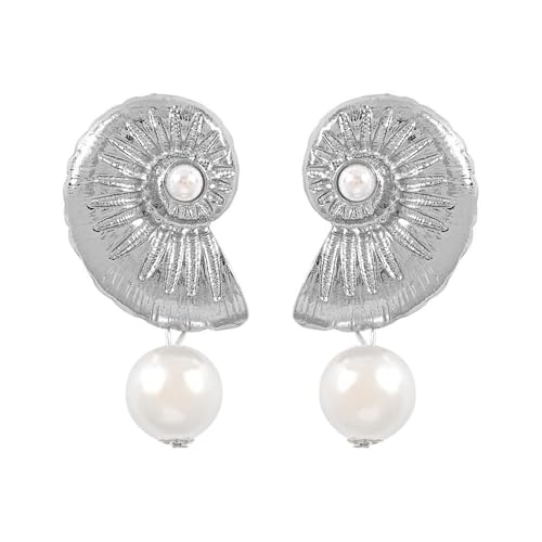 LMRJHAZM Shell Pearl Muschel Dangle Ohrringe für Frauen vergoldete hypoallergene Mode Meeresschneckenschneckenaussage Zaubern. von LMRJHAZM