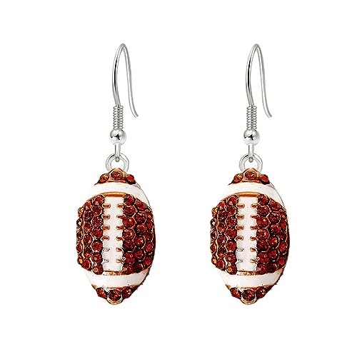 LMRJHAZM Sport Ball Dangle Ohrringe für Frauen Mädchen versilbert kubisch Zirkonia Crystal Soccer Volleyball Softball Basketball Baseball American Football Ball Statement Drop Fish Stud Ohrring von LMRJHAZM
