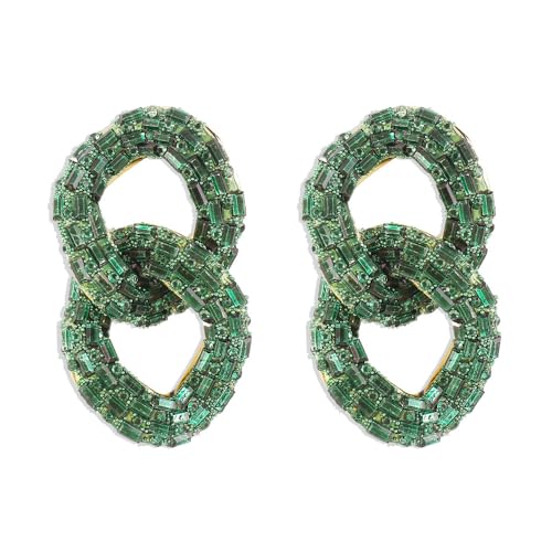 LMRJHAZM Strass Big Chain Dangle Ohrringe für Frauen Mädchen Gold-Tonmod-Leichtgewicht übertriebener Quastenverbindungsketten Perlen Statement Drop Stud Ohrring Hypoallergene Geometrische von LMRJHAZM