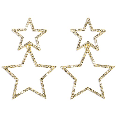LMRJHAZM Strass Big Star Dangle Ohrringe für Frauen Mädchen Hypoallergene Kristall Lange Quasten Stars Charms Drop Fode Fashion Lightweight Festival Weihnachtsgeburtstagsfeier Schmuck Ziergeschenke von LMRJHAZM