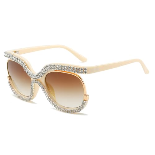LMRJHAZM Strass-Sonnenbrille für Damen, modisch, großer Rahmen, Diamant-Sonnenbrille, weiblich, Kristall, übergroße Brillen, UV400 Farbtöne LMRJHAZM Strass-Sonnenbrille für Damen, modisch, großer Rahmen, Diamant-Sonnenbrille, weiblich, Kristall, übergroße Brillen, UV400 Farbtöne von LMRJHAZM