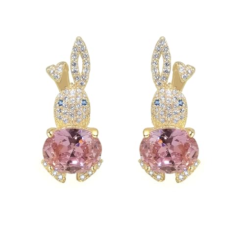 LMRJHAZM Strasskabbit Ohrringe für Frauen Mädchen hypoallergen niedliche Kristall Geburtsstein Hasen Tier Haustier Knorpel post zierlich Geburtstag Ostern Urlaub Schmuck Geschenke für Tochter Nichte von LMRJHAZM