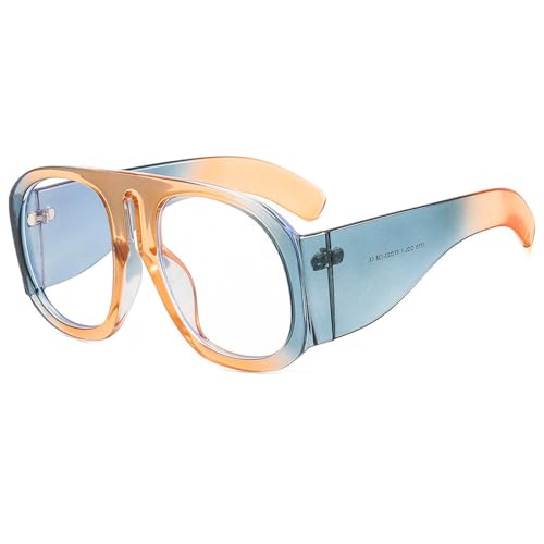 LMRJHAZM Übergroße Brille für Damen, Steampunk, großer Rahmen, Farbverlauf, Sonnenbrille, weibliche Brille, Grauorangeaclear, Einheitsgröße LMRJHAZM Übergroße Brille für Damen, Steampunk, großer Rahmen, Farbverlauf, Sonnenbrille, weibliche Brille, Grauorangeaclear, Einheitsgröße von LMRJHAZM