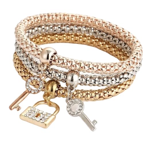 LMRJHAZM Verriegelungsarmband mit Schlüssel für Frauen und Männer - 925 Sterling Silber 3Colors/Los Baumarmband Crystal Owl Key Lock Musik Note Butterfly Herzarm Armreifen, Schloss und Schlüsselkette von LMRJHAZM