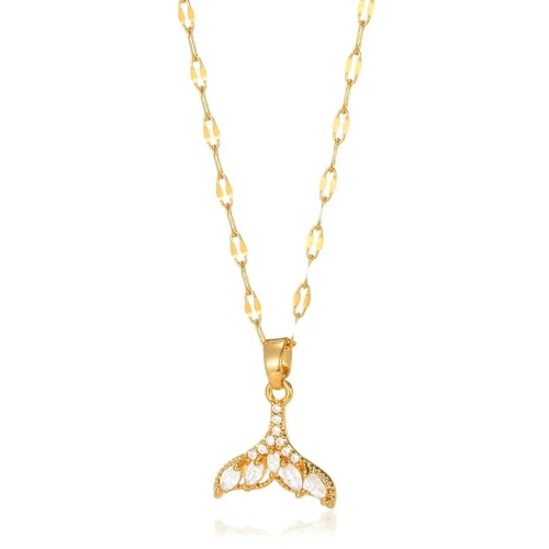LMRJHAZM Wal Halskette für Frauen, 925 Sterling Silber Halskette Meerjungfrau Schwanz Anhänger Halsketten für Frauen Kinder Vintage Fisch nautische Farbe Wal Schwanz Halsband Halskette - Wal Halskette von LMRJHAZM