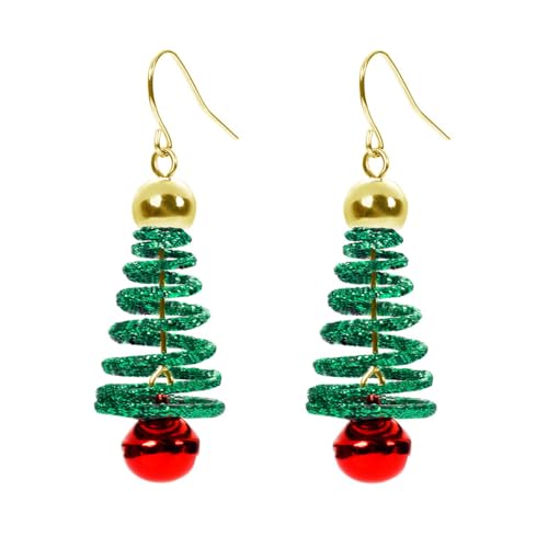 LMRJHAZM Weihnachtsbaum Jingle Bell Dangle Ohrringe für Frauen Mädchen süße Reize Red Ball Tinkel Bell Grüne Kranz Haken baumeln von LMRJHAZM