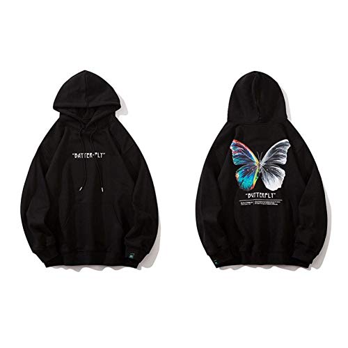 LMSHD Butterfly Print Hoodies Sweatshirts Streetwear Hip Hop Harajuku Lässige Hooded Sweat Shirts Herren Pullover Tops von LMSHD