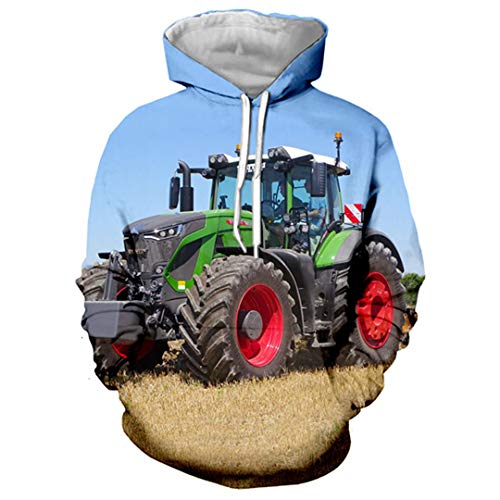 Auto Traktor Muster 3D Gedruckt Coole Jacke Männer Frauen Hip Hop Sweatshirt Hoodie Gr. XL, Orange von LMSPRINTSJ