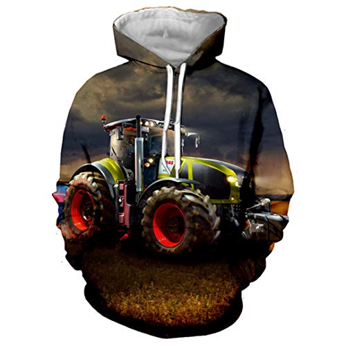 Auto Traktor Muster 3D Gedruckt Coole Jacke Männer Frauen Hip Hop Sweatshirt Hoodie Gr. XXL, beige von LMSPRINTSJ