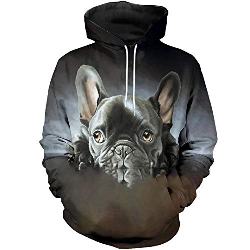 Französische Bulldogge 3D Full Printed Hoodies Männer/Frauen Harajuku Hooded Sweatshirt Herbst Casual Hoodie Gr. XXL, Hoodies von LMSPRINTSJ