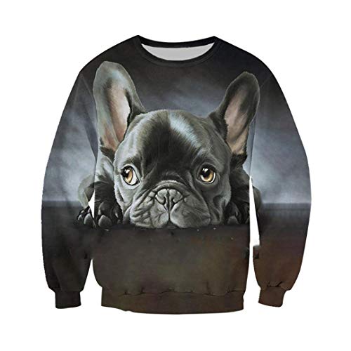 Französische Bulldogge 3D Volldruck Hoodies Herren/Damen Harajuku Kapuzenpullover Herbst Casual Hoodie, Sweatshirts, XXL von LMSPRINTSJ