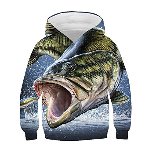 Harajuku Kreative 3D Fisch Druck Hoodie Kinder Jungen Mädchen Babys können Europäischen und Amerikanischen Stil Pullover tragen Gr. 13 Jahre, Y-206 von LMSPRINTSJ