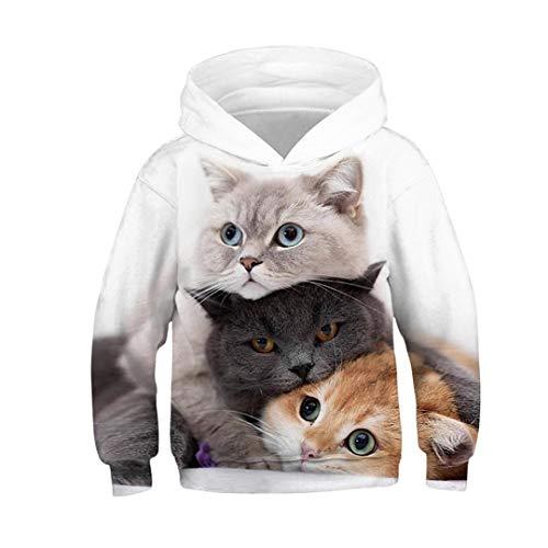 Jungen Mädchen Sweatshirt Kinder Hoodies Galaxy Druck 3D Hoodies für Mädchen Herbst Süße Katze Pullover Kinder Kleidung Gr. 10 Jahre, Schwarz von LMSPRINTSJ