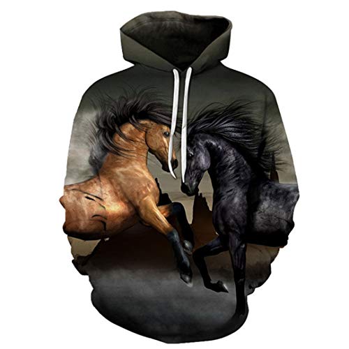 LMSPRINTSJ Pferd bedrucktes Sweatshirt Herren Damen 3D Pullover Hoodies Herbst Langarm, Afeu4207asian Gr., XXXL von LMSPRINTSJ