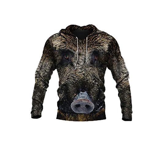 LMSPRINTSJ Wildschweinjagd 3D Druck Hoodie Sweatshirt Reißverschluss Mantel Herren Damen Dschungel Jagd Wildschwein Harajuku Tops Gr. XXXX-Large, Kapuzenpullover 1 von LMSPRINTSJ