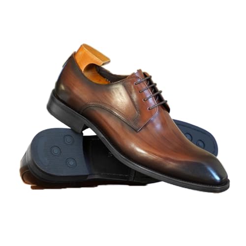 LMUIPMAA Anzugschuhe Herren Brogues Lederschuhe Hochzeits Oxfords Schuhe Business Schnürhalbschuhe,Braun,48 EU von LMUIPMAA