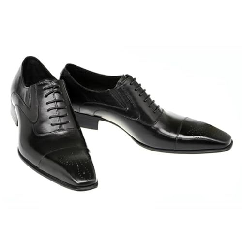 LMUIPMAA Anzugschuhe Herren Oxford Derby Schuhe Business büro Lederschuhe Schnürh Hochzeitsschuhe,Schwarz,43 EU von LMUIPMAA