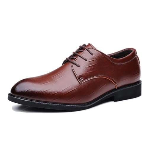 LMUIPMAA Anzugschuhe Herren Oxford Derby Schuhe Leder Hochzeitsschuhe Schnürhal Business Schuhe,Braun,43 EU von LMUIPMAA