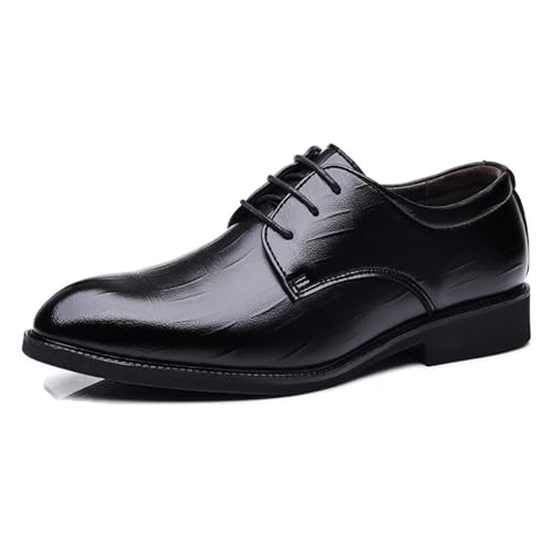 LMUIPMAA Anzugschuhe Herren Oxford Derby Schuhe Leder Hochzeitsschuhe Schnürhal Business Schuhe,Schwarz,48 EU von LMUIPMAA