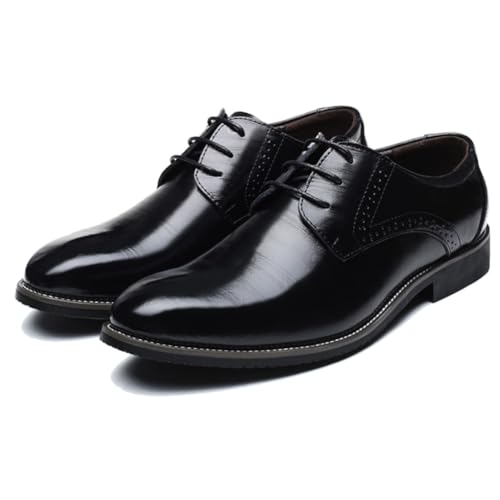 LMUIPMAA Anzugschuhe Herren PU-Lederschuhe Business Oxford Derby Schuhe Hochzeits Klassischer Schnürschuh,Schwarz,39 EU von LMUIPMAA
