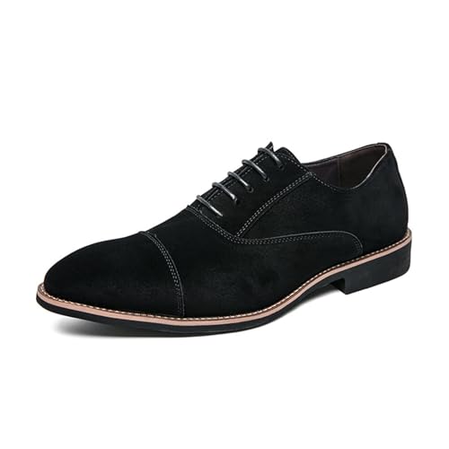 LMUIPMAA Anzugschuhe Herren Wildleder Schnürschuhe Klassischer Business Derby Formell Business Casual Schuhe,Schwarz,39 EU von LMUIPMAA