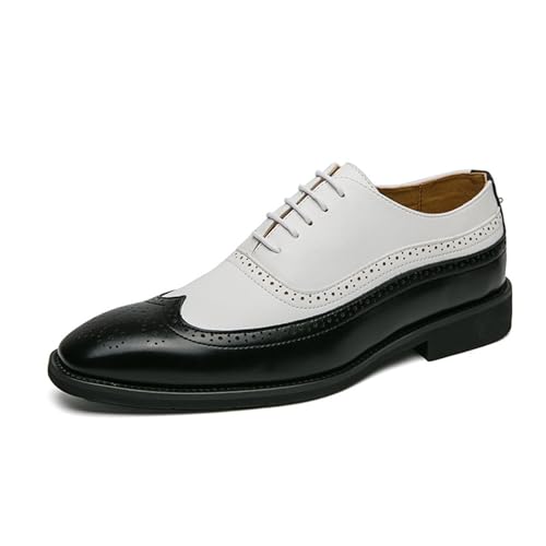 LMUIPMAA Brogue Herren Schuhe Zwei Töne Mode Oxfords Schnürschuhe Formale Hochzeit Kleid Schuhe,Schwarz,46 EU von LMUIPMAA