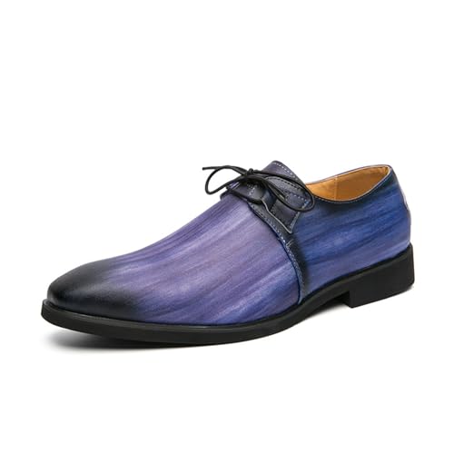 LMUIPMAA Herren Anzugschuhe Business Schuhe Oxfords Derby Schnürhalbschuhe,Blau,38 EU von LMUIPMAA
