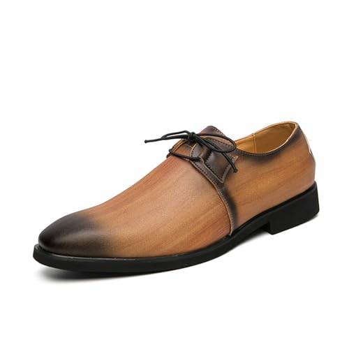 LMUIPMAA Herren Anzugschuhe Business Schuhe Oxfords Derby Schnürhalbschuhe,Braun,43 EU von LMUIPMAA