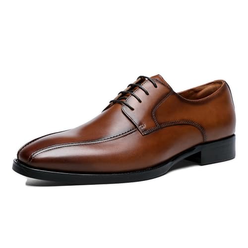 LMUIPMAA Herren Anzugschuhe Derby Schnür Business Schuhe Formale Moderne Klassische Oxford Hochzeit Lederschuhe,Braun,40 EU von LMUIPMAA