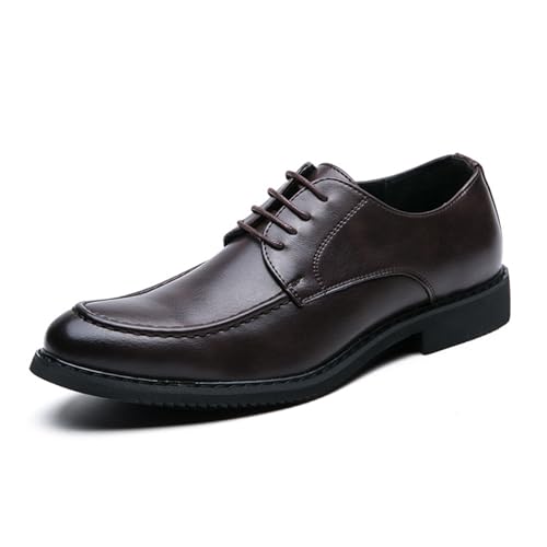 LMUIPMAA Herren Anzugschuhe Klassischer Business Schnürhalbschuhe Derby Oxfords Hochzeit Schuhe,Braun,38 EU von LMUIPMAA