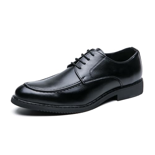 LMUIPMAA Herren Anzugschuhe Klassischer Business Schnürhalbschuhe Derby Oxfords Hochzeit Schuhe,Schwarz,43 EU von LMUIPMAA