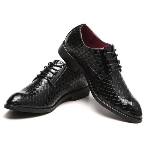 LMUIPMAA Herren Anzugschuhe Schnürha Oxford Hochzeit Business Lederschuhe,Schwarz,42 EU von LMUIPMAA