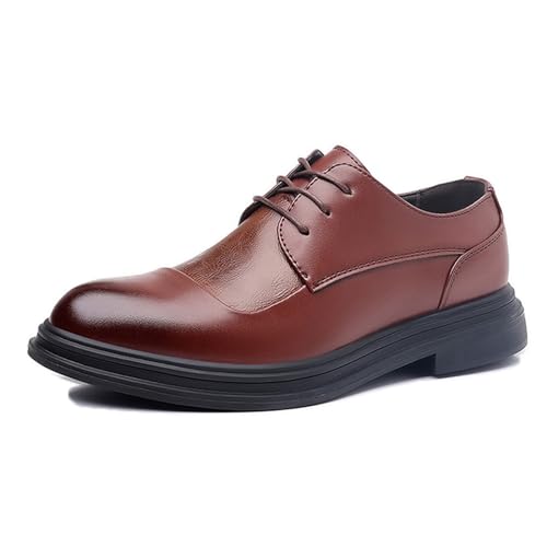 LMUIPMAA Herren Anzugschuhe Schnürhal Derby Schuhe Business Hochzeit Oxford Schuhe Formelle Lederschuhe,Braun,43 EU von LMUIPMAA