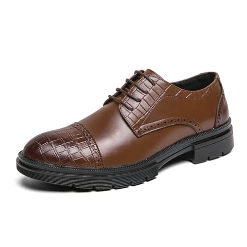 LMUIPMAA Herren Anzugschuhe Schnürhalbschuhe Business Derby Oxford Hochzeitsschuhe Lederschuhe,Braun,43 EU von LMUIPMAA