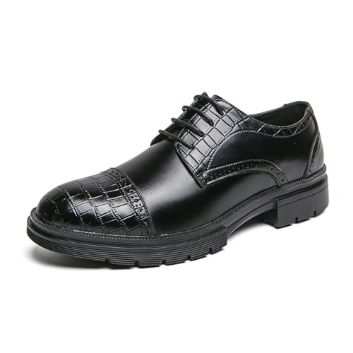 LMUIPMAA Herren Anzugschuhe Schnürhalbschuhe Business Derby Oxford Hochzeitsschuhe Lederschuhe,Schwarz,45 EU von LMUIPMAA