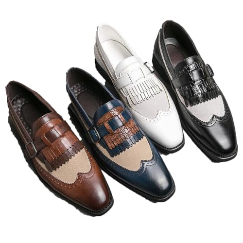 LMUIPMAA Herren-Brogue-Loafer Formelle Business-Kleiderschuhe Lederschuhe Mit Schnalle,Blau,42 EU LMUIPMAA Herren-Brogue-Loafer Formelle Business-Kleiderschuhe Lederschuhe Mit Schnalle,Blau,42 EU von LMUIPMAA