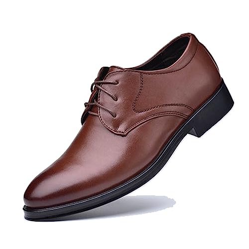 LMUIPMAA Herren Business Schuhe Schnürhalb Derby Schuhe Leder Anzugschuhe,Braun,40 EU von LMUIPMAA