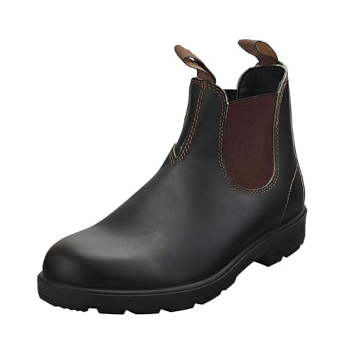 LMUIPMAA Herren Chelsea Ankle Boots Runde Zehe Slip auf wasserdichte Stiefel Elastische Chukka Arbeitsstiefel,Black Brown,47 EU von LMUIPMAA
