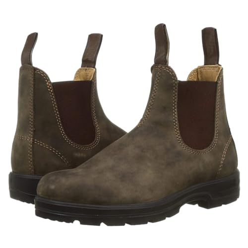 LMUIPMAA Herren Chelsea Ankle Boots Runde Zehe Slip auf wasserdichte Stiefel Elastische Chukka Arbeitsstiefel,Braun,46 EU von LMUIPMAA