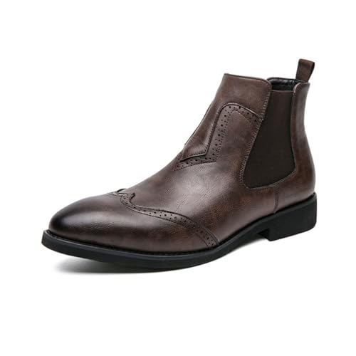 LMUIPMAA Herren Chelsea-Stiefel Formal Chukka Stiefeletten Leichte Lässigelederstiefel,Braun,41 EU von LMUIPMAA