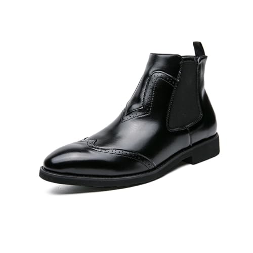 LMUIPMAA Herren Chelsea-Stiefel Formal Chukka Stiefeletten Leichte Lässigelederstiefel,Schwarz,46 EU von LMUIPMAA