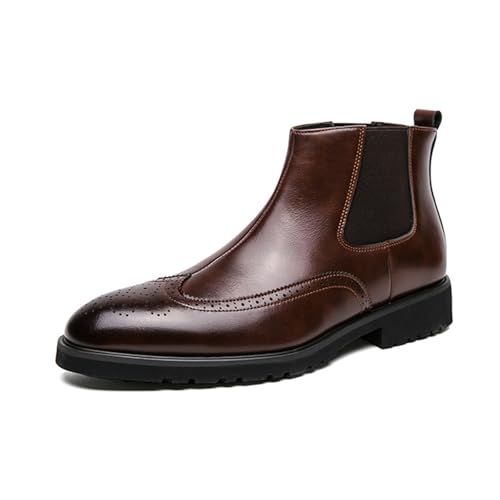 LMUIPMAA Herren Chelsea Stiefel Stiefeletten Business Formelle Abendschuhe,Braun,38 EU von LMUIPMAA
