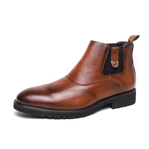 LMUIPMAA Herren Chelsea Stiefel Stiefeletten Business Formelle Abendschuhe,Braun,44 EU von LMUIPMAA