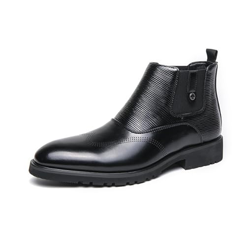 LMUIPMAA Herren Chelsea Stiefel Stiefeletten Business Formelle Abendschuhe,Schwarz,45 EU von LMUIPMAA