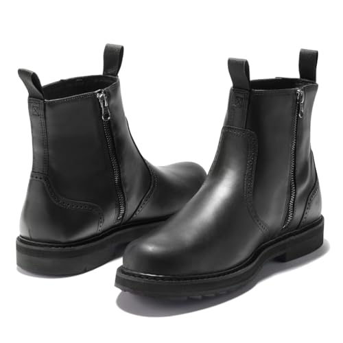 LMUIPMAA Herren Chelsea Stiefeletten PU-Leder Seitlichem Reißverschluss Anzugstiefel Business Stiefeletten,Schwarz,42 EU von LMUIPMAA