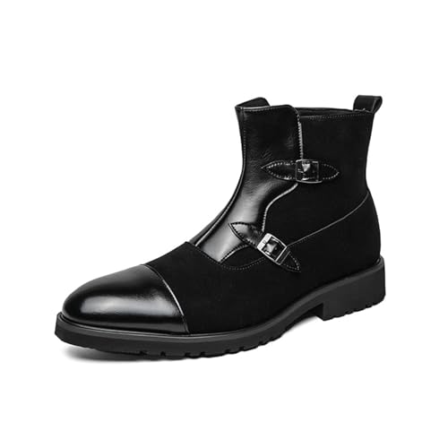 LMUIPMAA Herren Elegant Doppelte Mönchsschnalle Stiefeletten Spitze Zehenpartie Geschäft Anzug-Schuhe,Schwarz,45 EU von LMUIPMAA