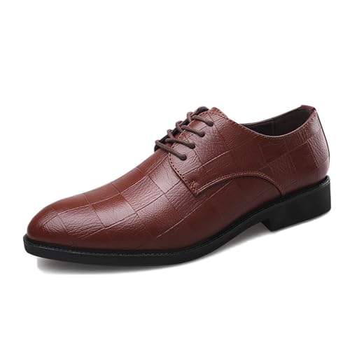 LMUIPMAA Herren Formelle Kleid Schuhe Spitze Zehen Leder Schuhe Schnürhal Hochzeits Oxford Schuhe,Braun,40 EU von LMUIPMAA