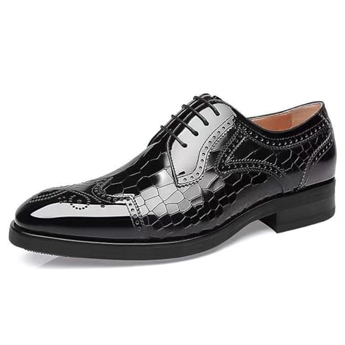 LMUIPMAA Herren Formelle Schuhe Brogues Hochzeitsschuh Lederschnürschuhe Lässiger Oxfords Büroschuh,Schwarz,38 EU von LMUIPMAA