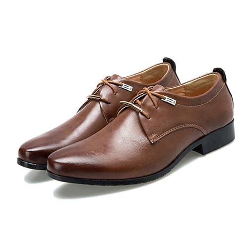 LMUIPMAA Herren Formelle Schuhe Hochzeits Lederschnürschuhe Lässiger Büroschuh Klassische Oxfords,Braun,38 EU von LMUIPMAA